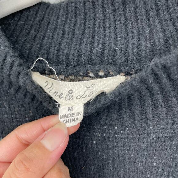 Vine & Love Leopard Print Cutout Knit Black Sweater Medium - Picture 5 of 6